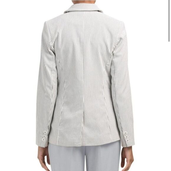 New Carolina Belle Neutral Pinstripe Blazer Jacket Academia Seersucker- Small - Picture 3 of 13